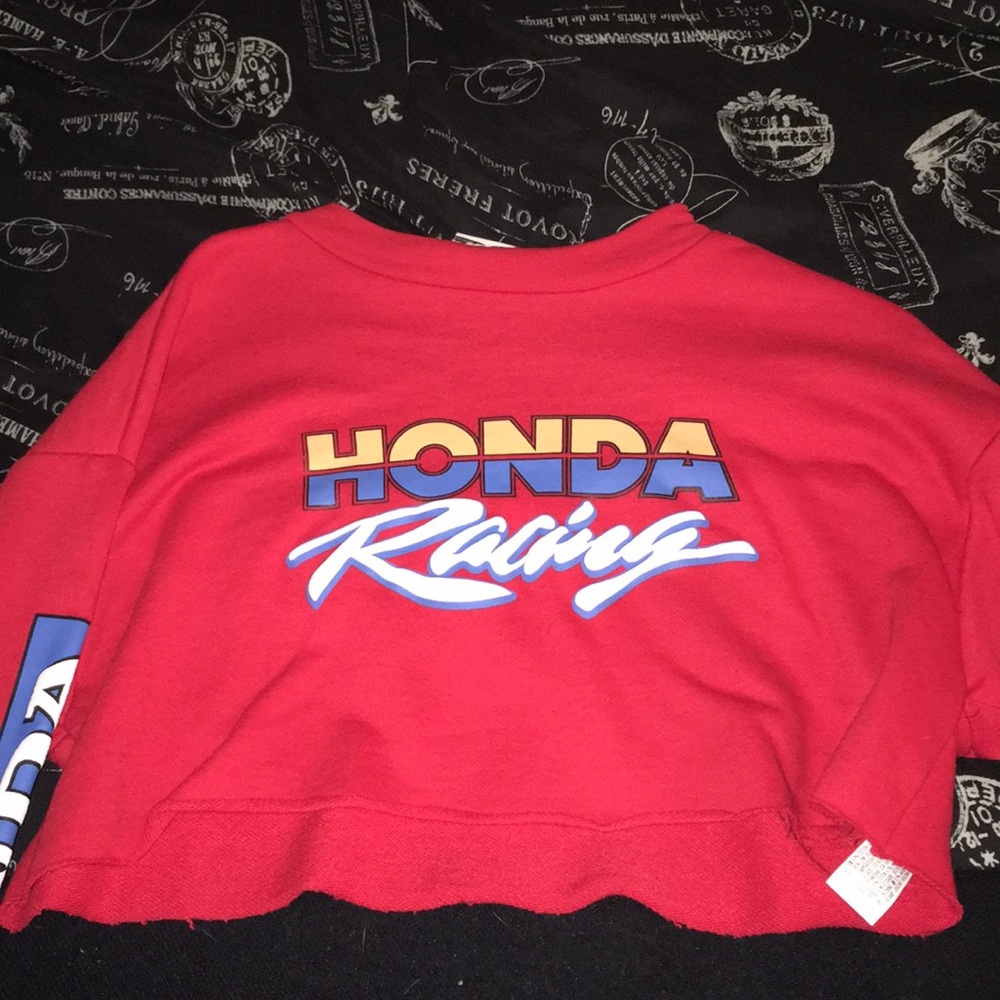 Long sleeve red Honda logo crop top